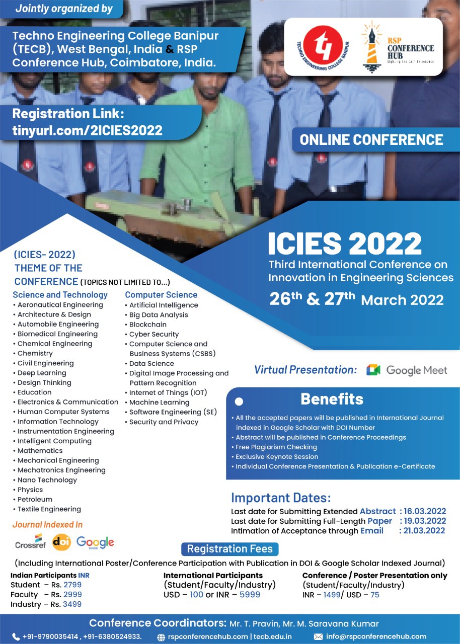 Third International Online Conference on Innovation in Engineering Sciences ICIES 2022